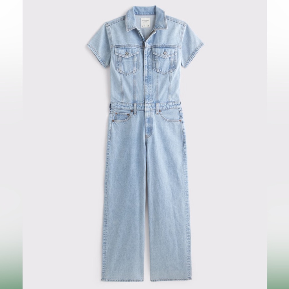 Abercrombie & Fitch Light Blue Denim Jumpsuit